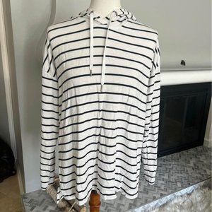 Banana Republic Baby Terry white hoodie with navy blue stripes size medium